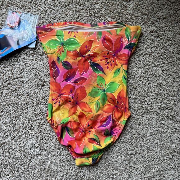 Inches Away One Piece Swimsuit NWT Size 10 Removeable Strap Tropical Floral - Picture 5 of 9